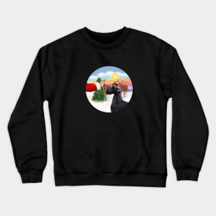 Santa Offers His Giant black Schnauzer a Treat Crewneck Sweatshirt